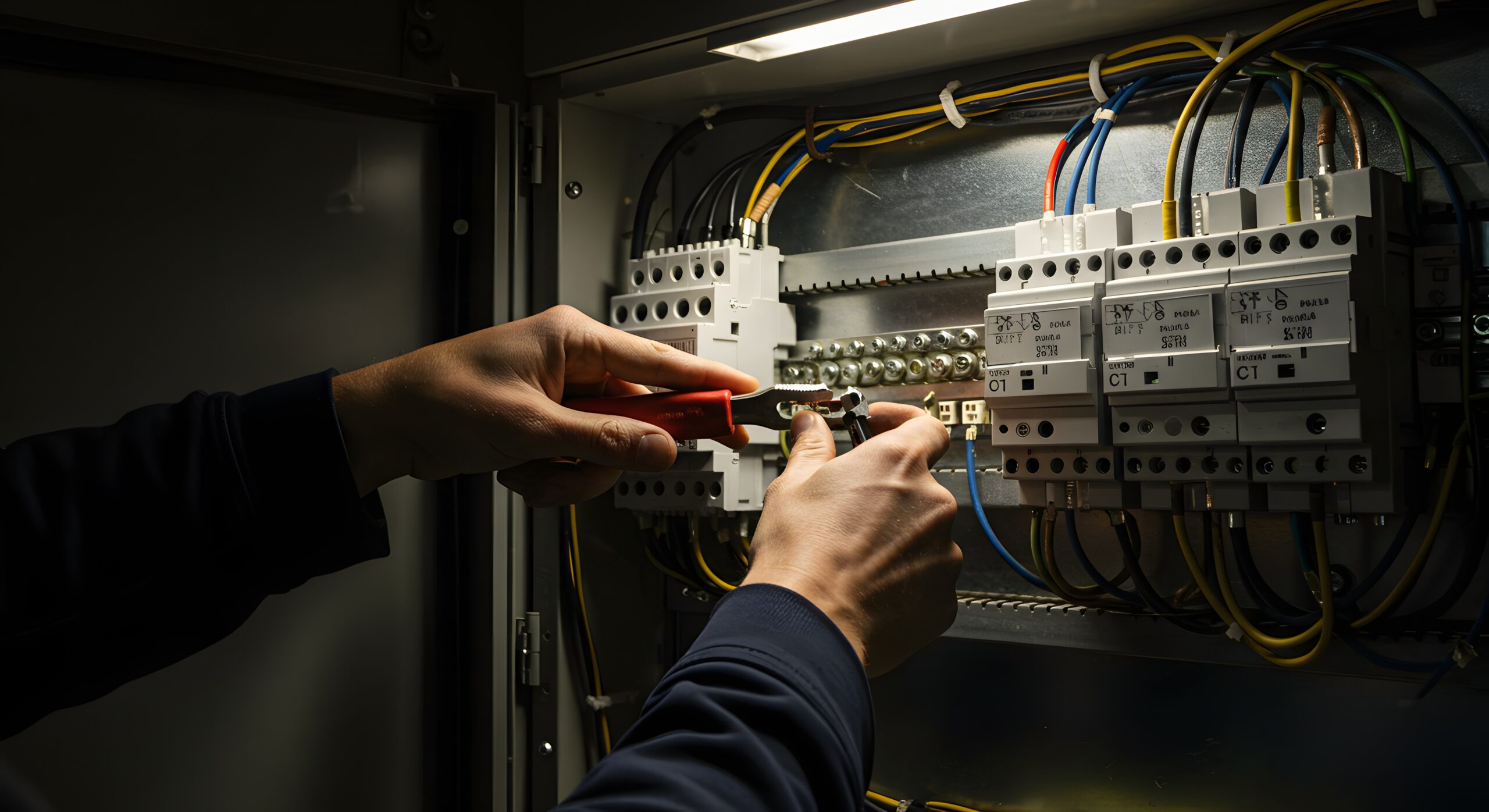 Electrical Engineer Working on Power Circuit Breaker Panel System Upgrade Vogl-Elektro_Leistungen